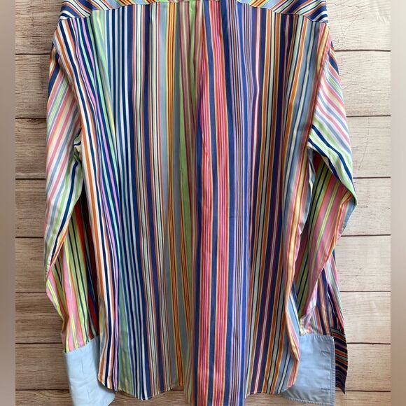 VINTAGE TOMMY HILFIGER BRIGHT MULTICOLORED STRIPES SHIRT - Picture 10 of 10